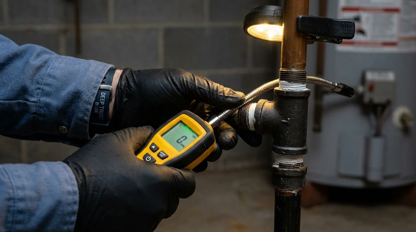 Gas leak detection with electronic sniffer by Johns Plumbing LLC in Lester Prairie